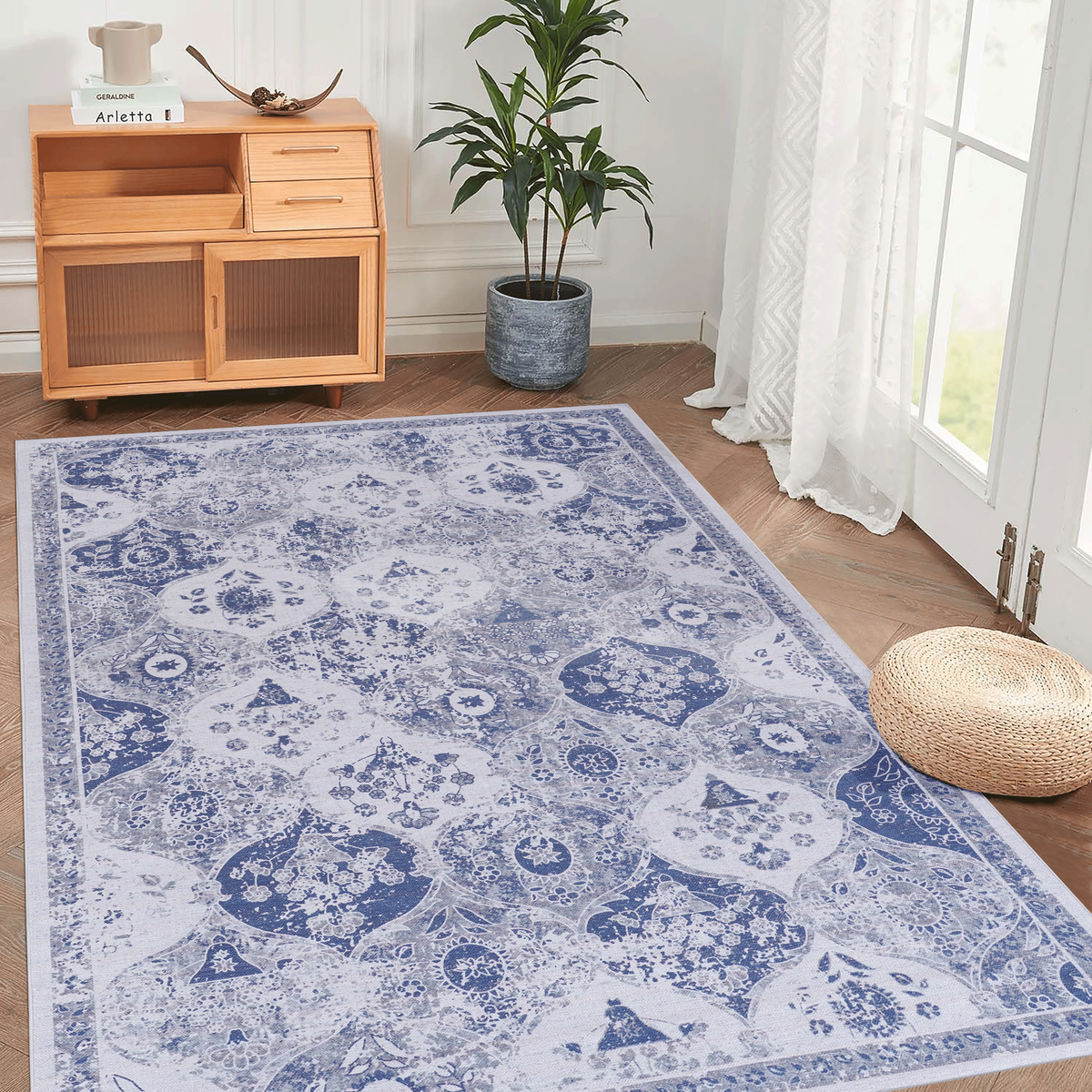 LOOM & LUXE Blue Washable Area Rug – 5x8