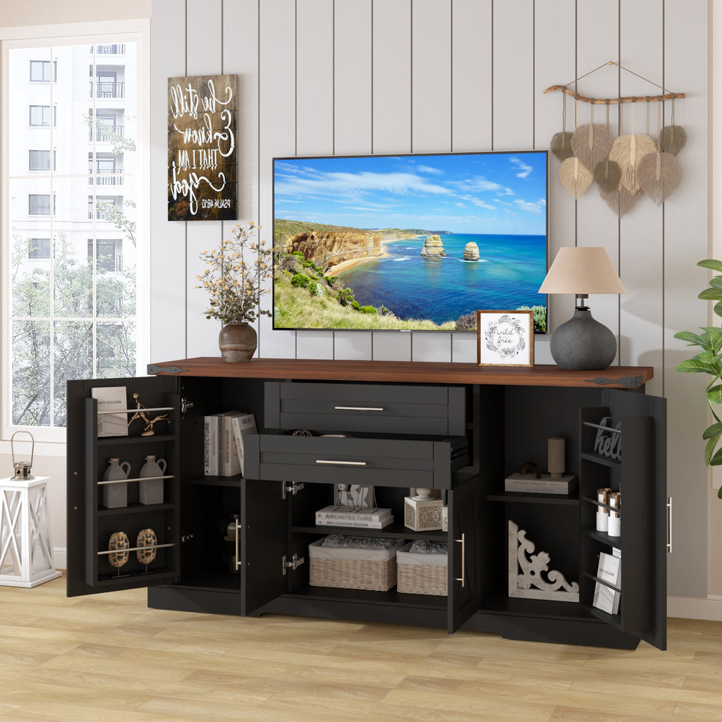 63-Inch Farmhouse Barn-Door Sideboard with Drawers
