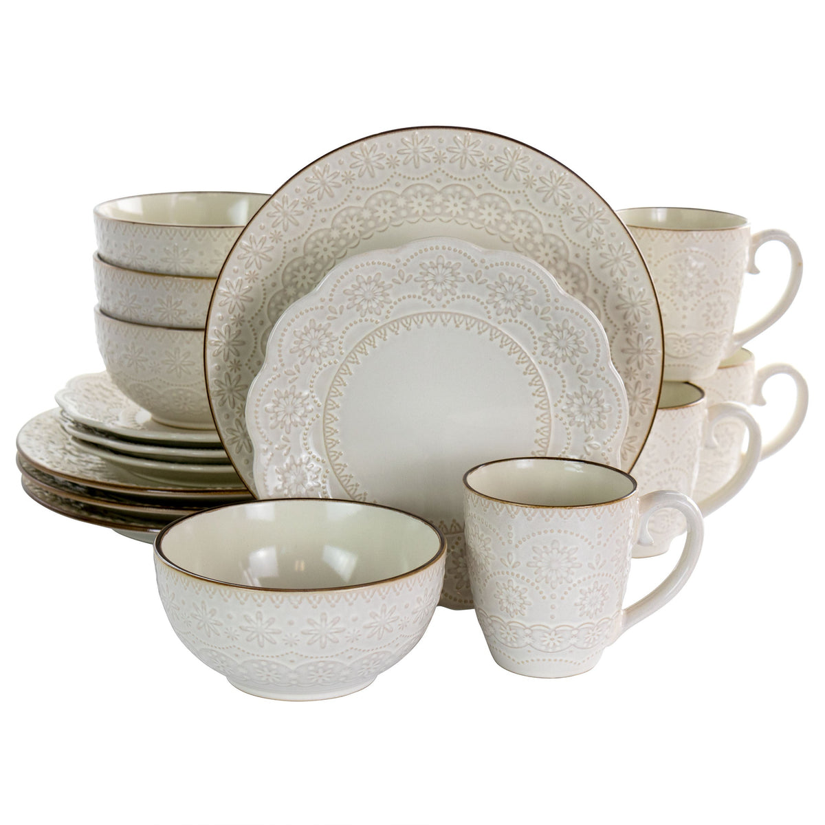 Elama Contessa Ivory 16-Piece Dinnerware Set