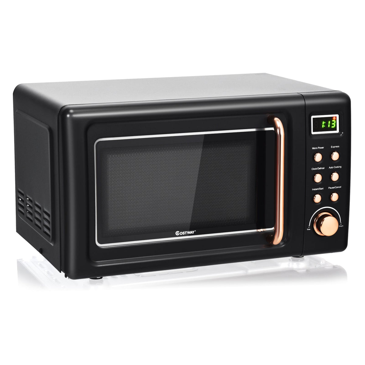 700W Retro Countertop Microwave Oven with 5 Micro Power and Auto Cooking Function