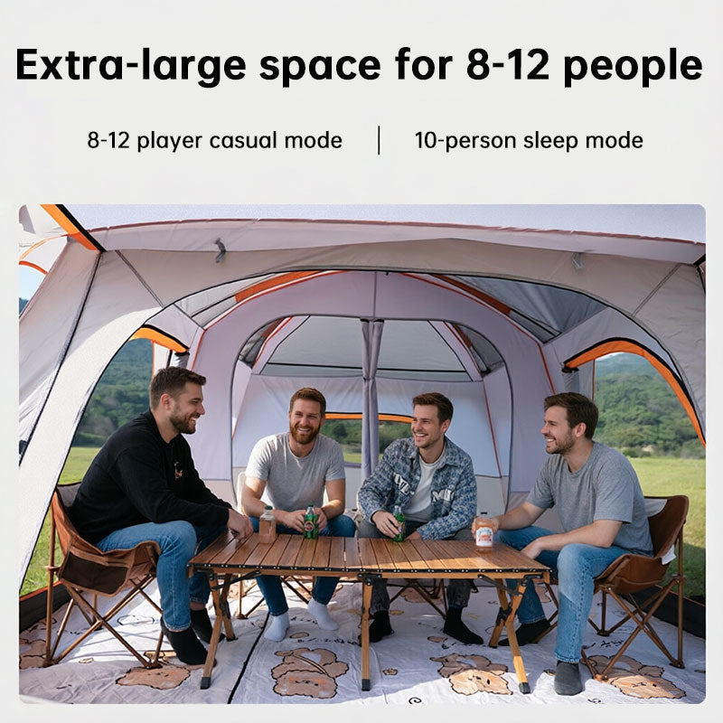 3–12 Person Double-Layer Family Tunnel Tent