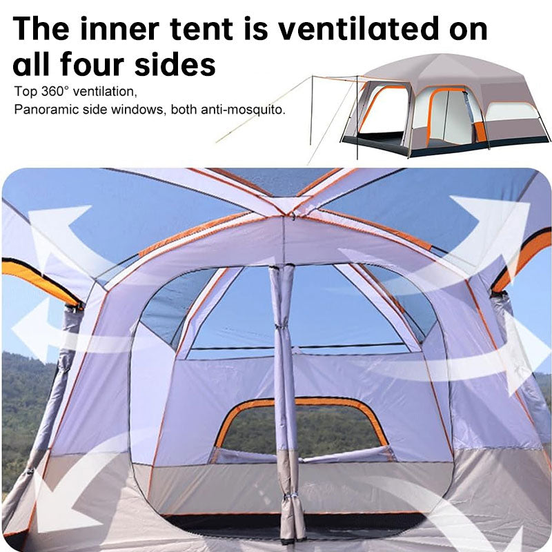 3–12 Person Double-Layer Family Tunnel Tent