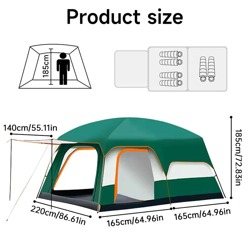 3–12 Person Double-Layer Family Tunnel Tent
