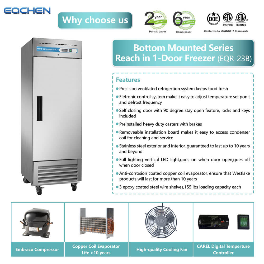 EQCHEN 23 Cu. Ft. Commercial Reach-In Refrigerator