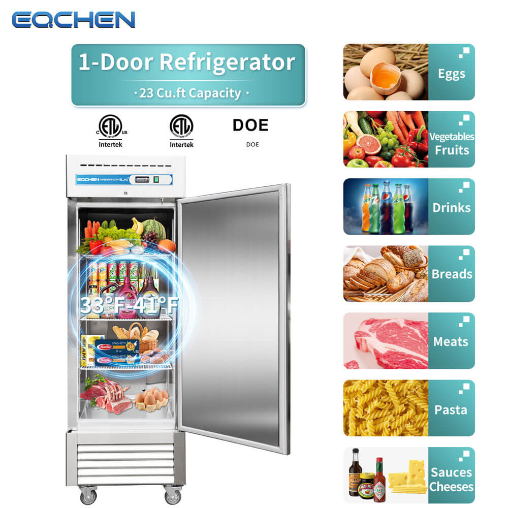 EQCHEN 23 Cu. Ft. Commercial Reach-In Refrigerator