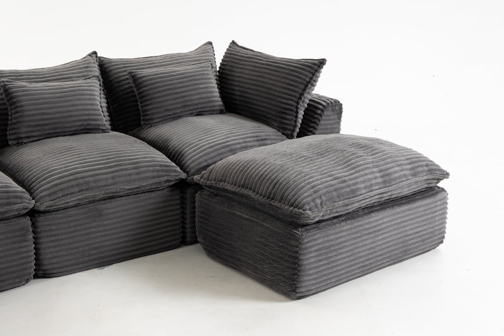 129.8-Inch Oversized Modular Cloud Sectional – Antique Gray