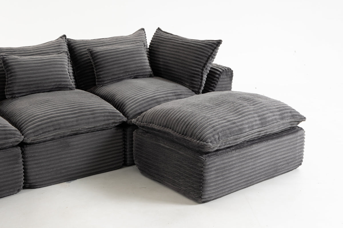 129.8-Inch Oversized Modular Cloud Sectional – Antique Gray