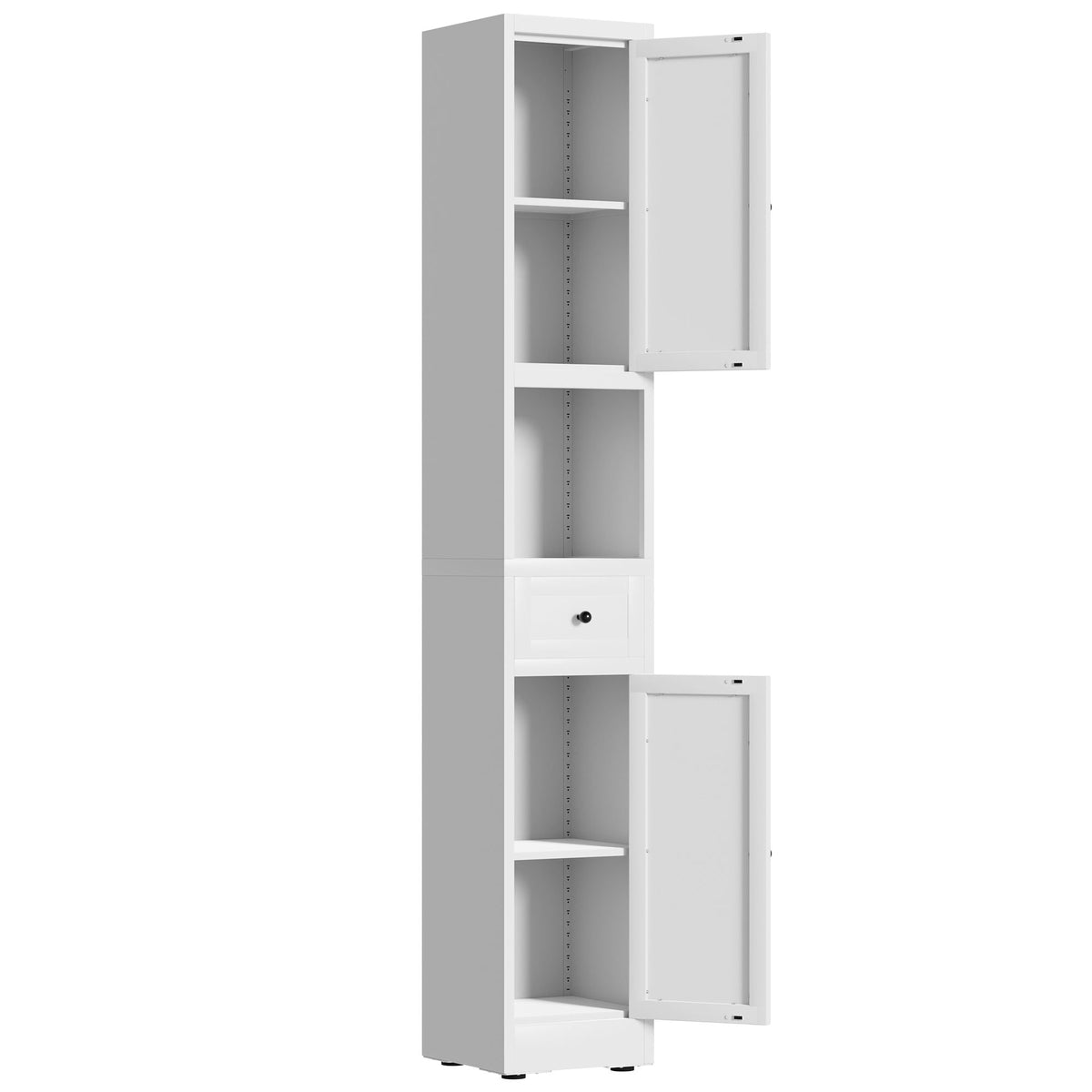 Tall Narrow 5-Tier Bathroom Storage Cabinet – White