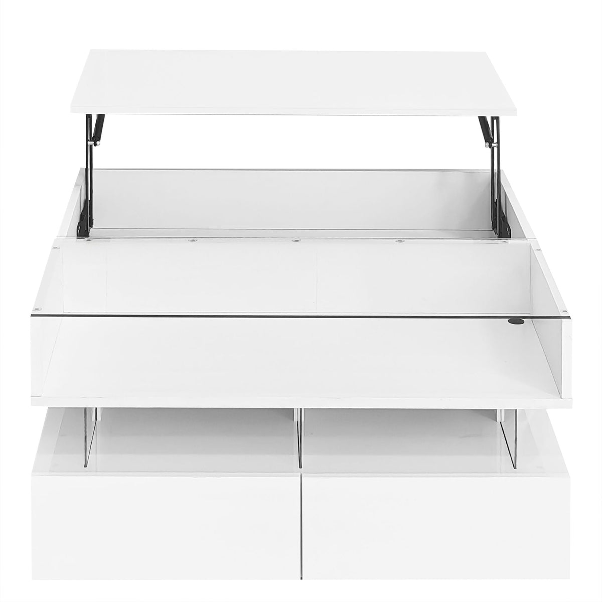 Lift-Top Coffee Table with LED Lighting & Hidden Storage – White