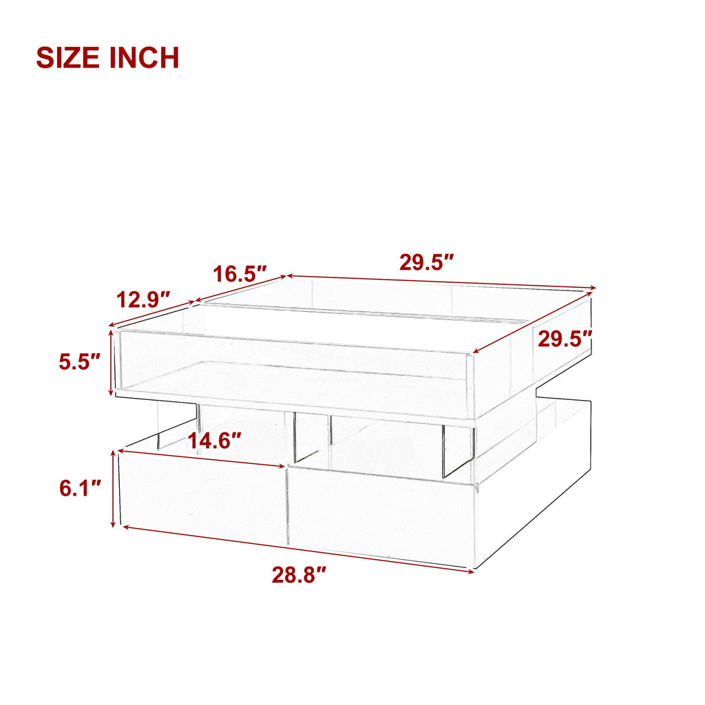 Lift-Top Coffee Table with LED Lighting & Hidden Storage – White