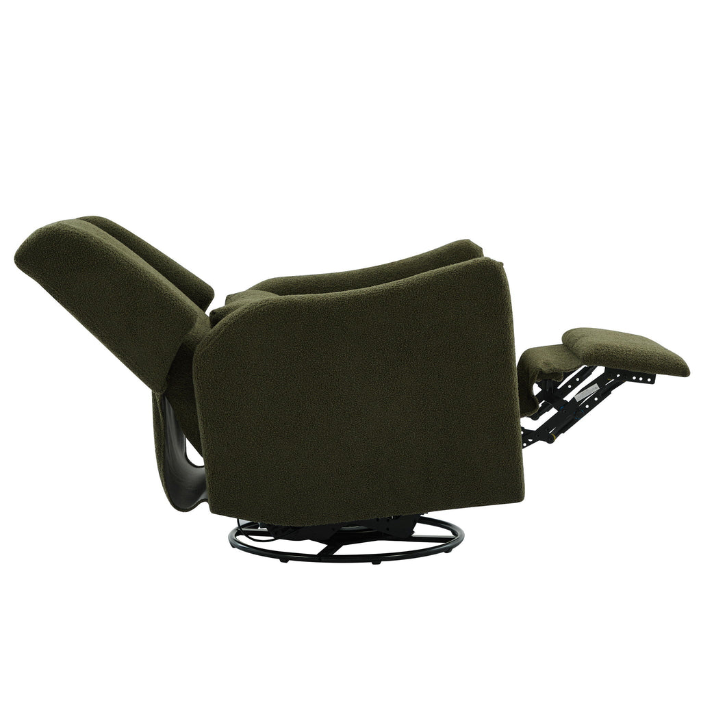 Wide Wingback 360° Swivel Glider Rocker Recliner – Dark Green or Beige