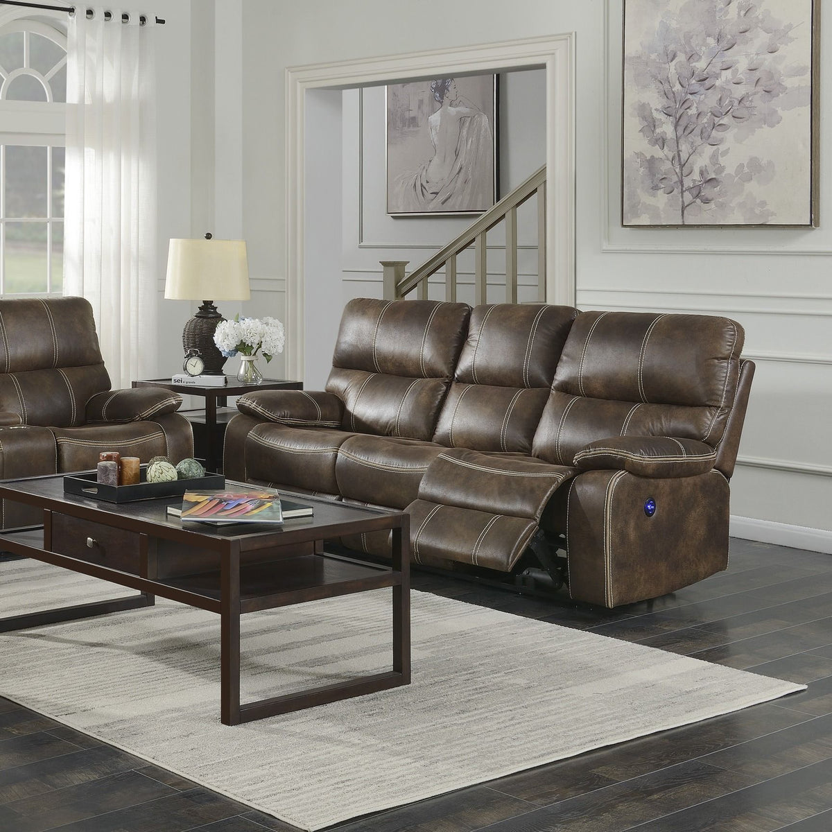 3-Seat Reclining Sofa with USB Charging & Hidden Storage – Brown