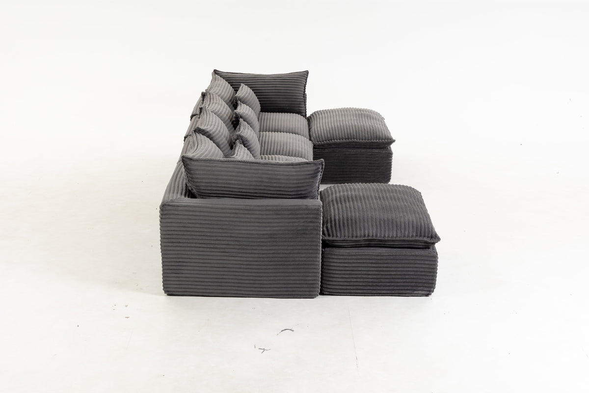 129.8-Inch Oversized Modular Cloud Sectional – Antique Gray