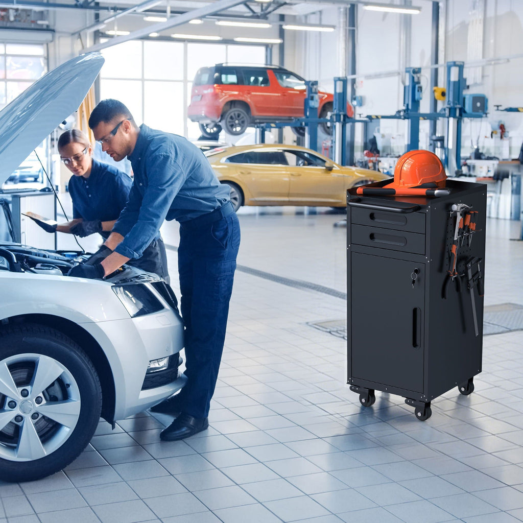 Heavy-Duty Rolling Tool Cabinet with Lockable Doors