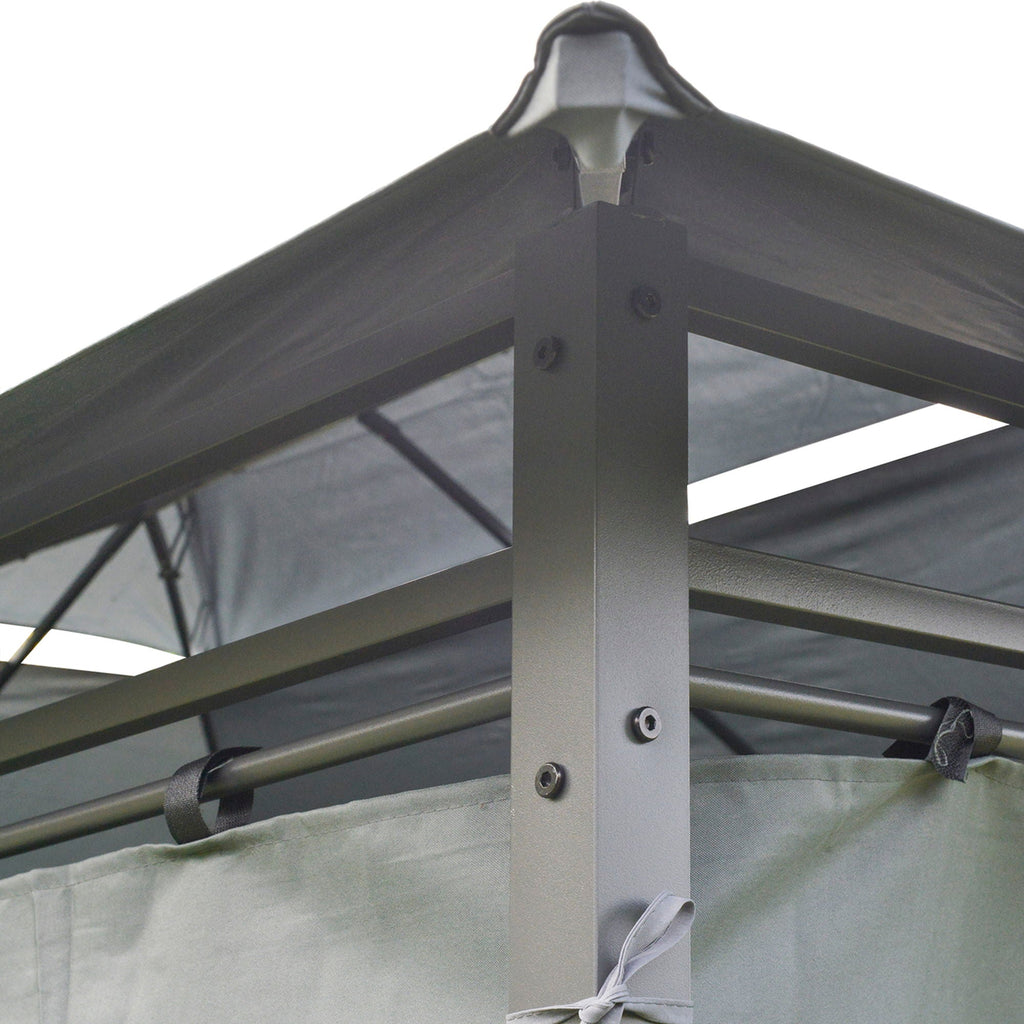Outsunny Patio Gazebo with Curtains & Vented Roof – Sage Gray