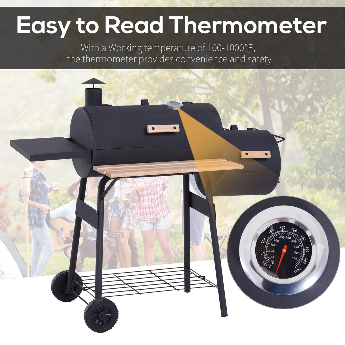 48-Inch Charcoal Grill & Offset Smoker Combo