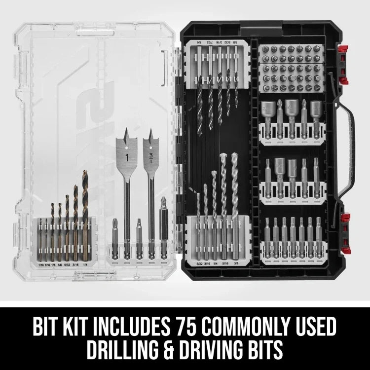SKIL HD6280B-11 Brushless 20V Hammer Drill Kit, with 75-Pc. Drill & Drive Bit Set with Interlocking Case