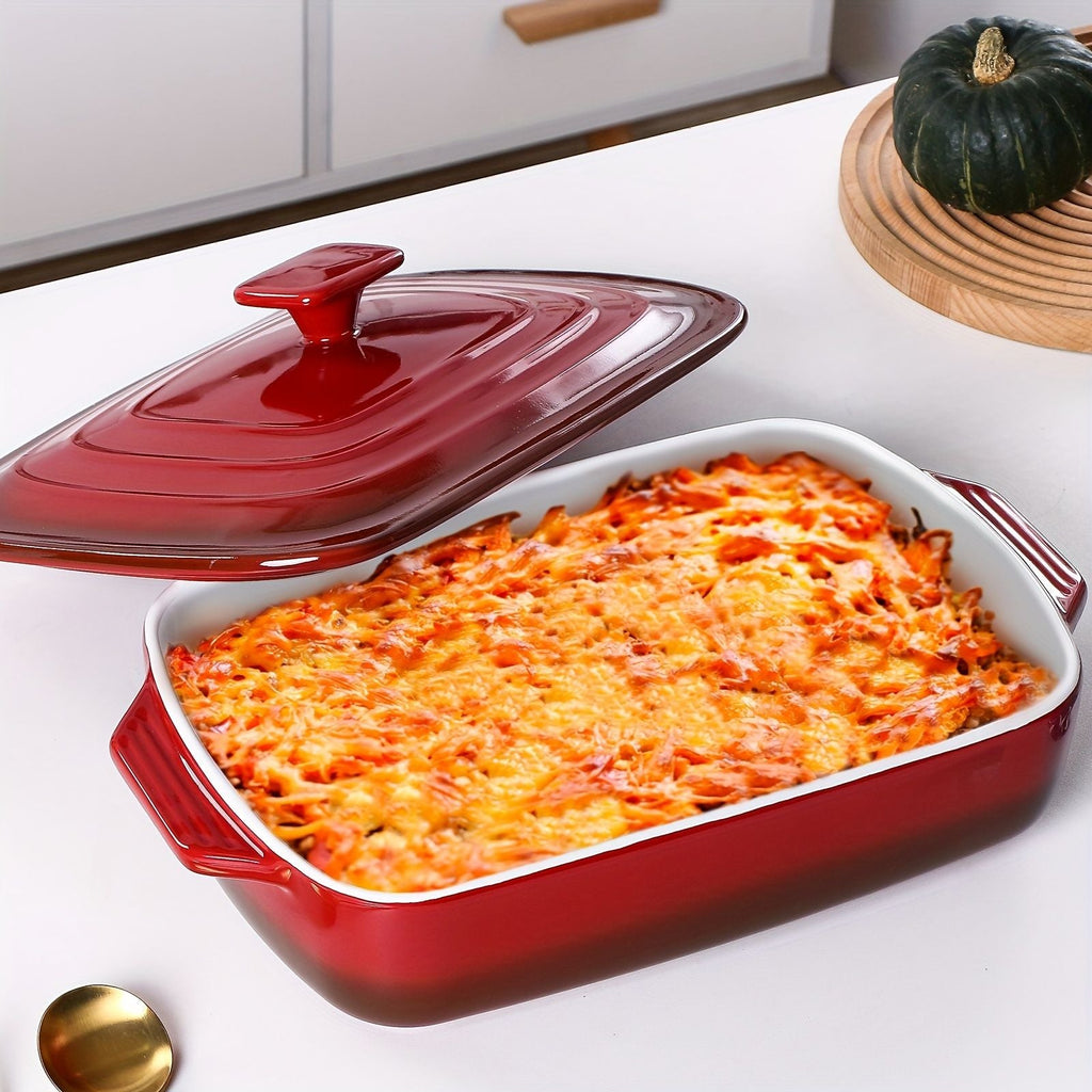 4-Qt Ceramic Casserole Dish with Lid