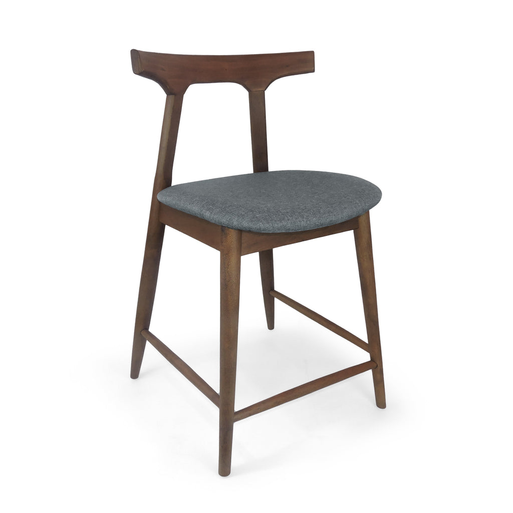 Set of 2 Mid-Century Counter-Height Dining Chairs – Brown
