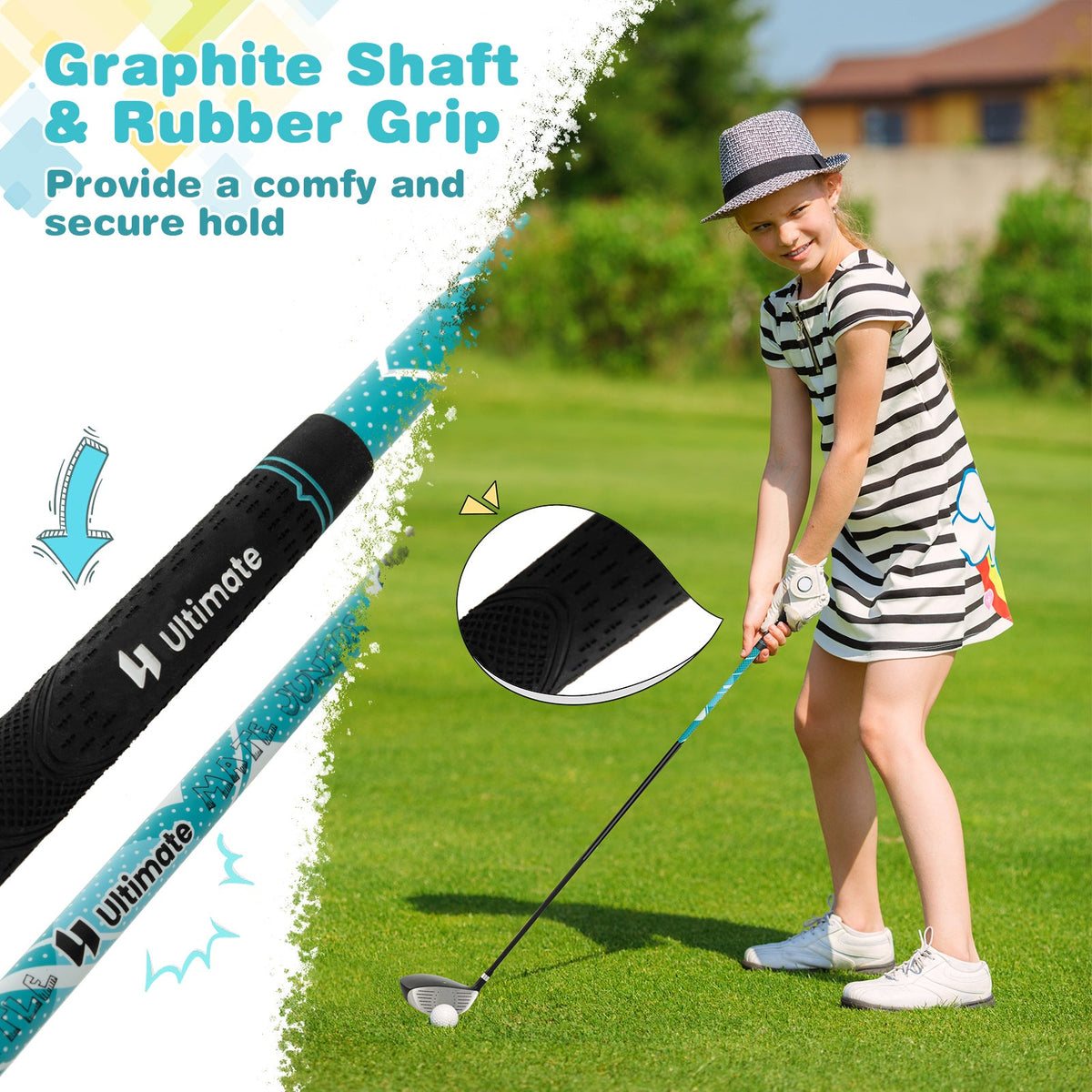 Junior Complete Golf Club Set with Stand Bag & Rain Hood