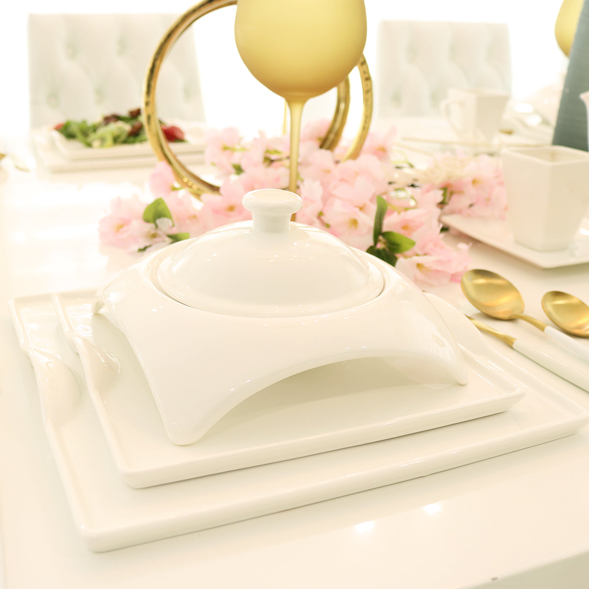 Square Porcelain Dinnerware Set