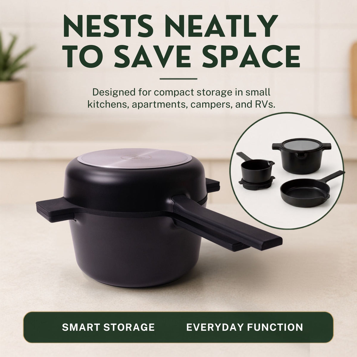 Nesting Ceramic Nonstick Cookware Set, 5-Piece