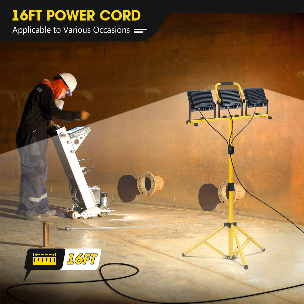 21,000-Lumen 3-Head LED Jobsite Work Light