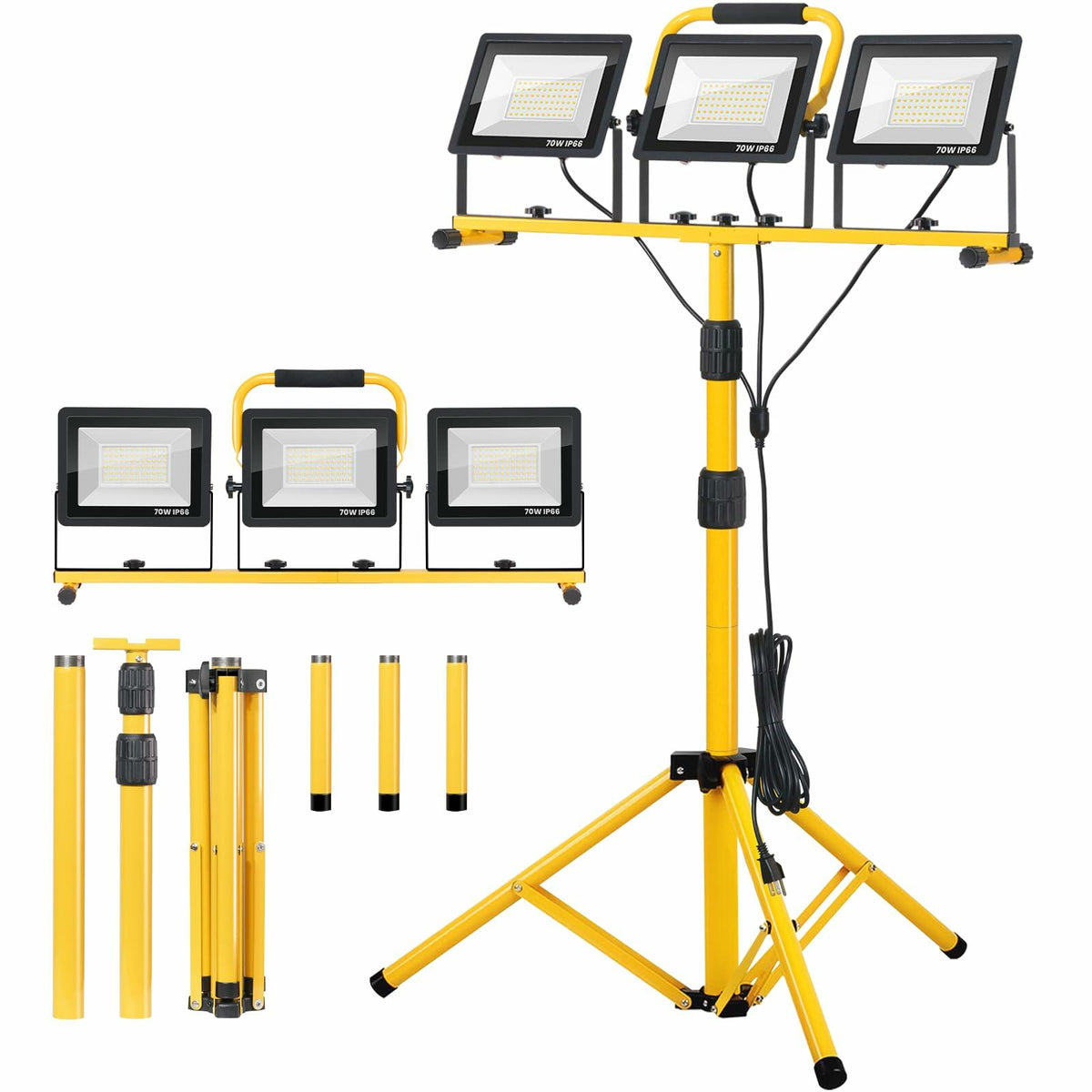 21,000-Lumen 3-Head LED Jobsite Work Light
