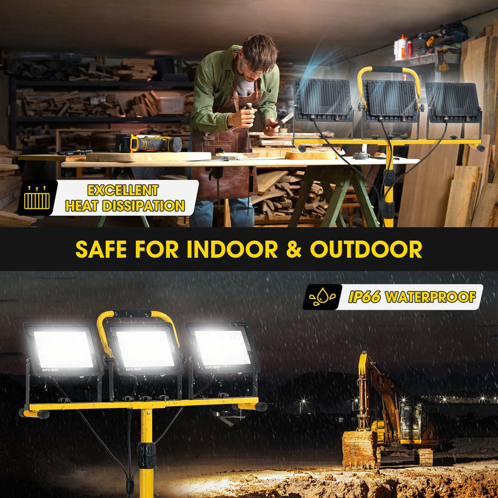 21,000-Lumen 3-Head LED Jobsite Work Light