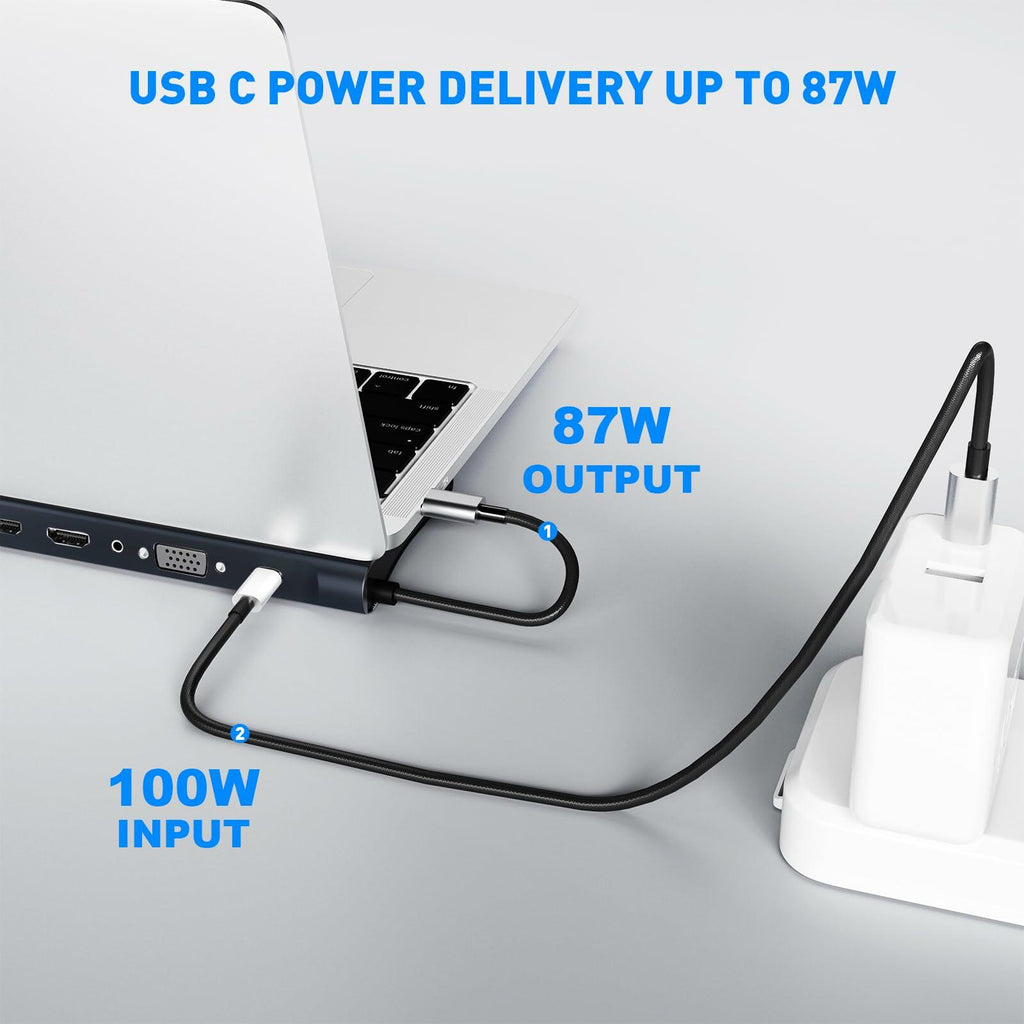BOVONO USB C Docking Station 12-in-1 Dual 4K HDMI 87W PD USB for Laptop
