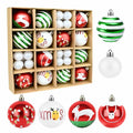 yintok Christmas Ornaments Balls 37ct 2.36" & 1.18" Red Green White Xmas