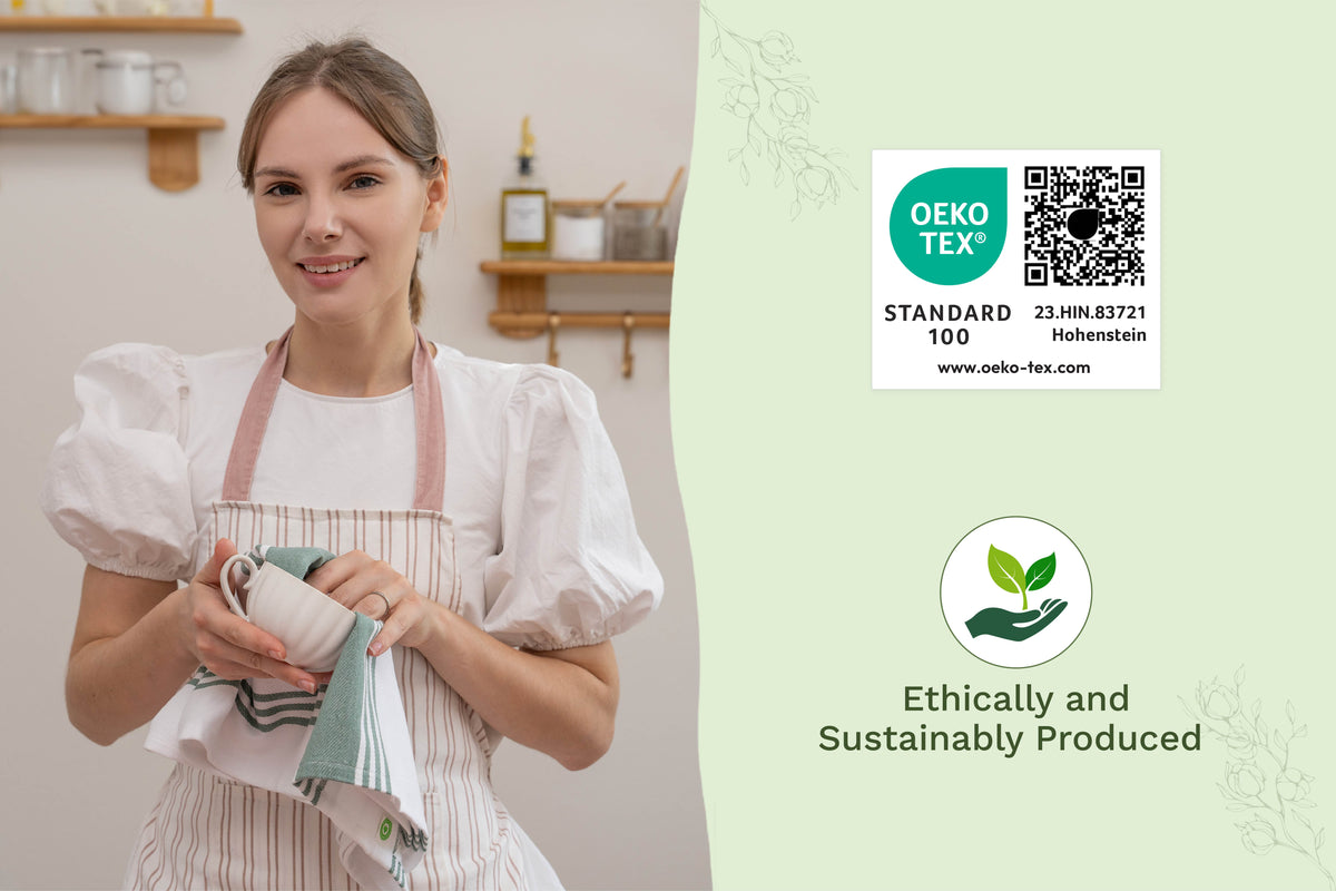Organic Cotton Striped Kitchen Towels – Set of 6