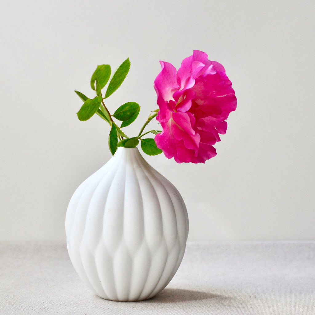 Textured White Porcelain Vase Set of 3