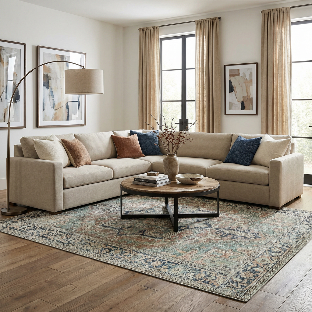 Nisa Green Washable Area Rug