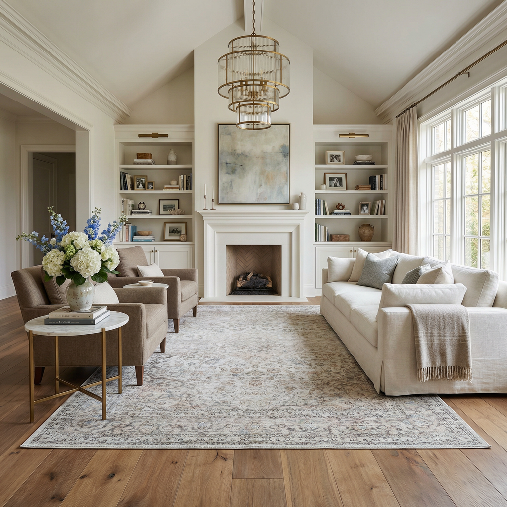 Cream Washable Area Rug