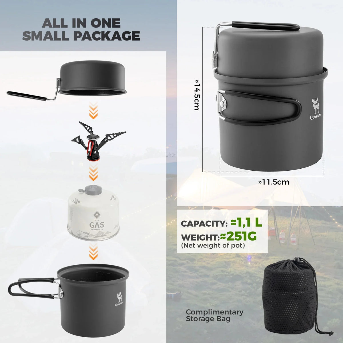 Ultralight Nesting Aluminum Camping Cookware Set