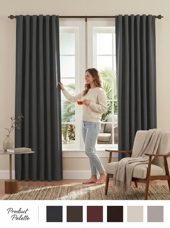 Ellery Eclipse Fresno Blackout Window Curtain Panel Black, 52X95