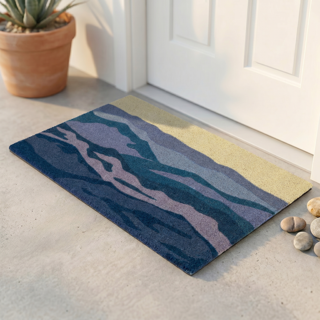 Fab Habitat Shades of Sea Blue Coir Doormat
