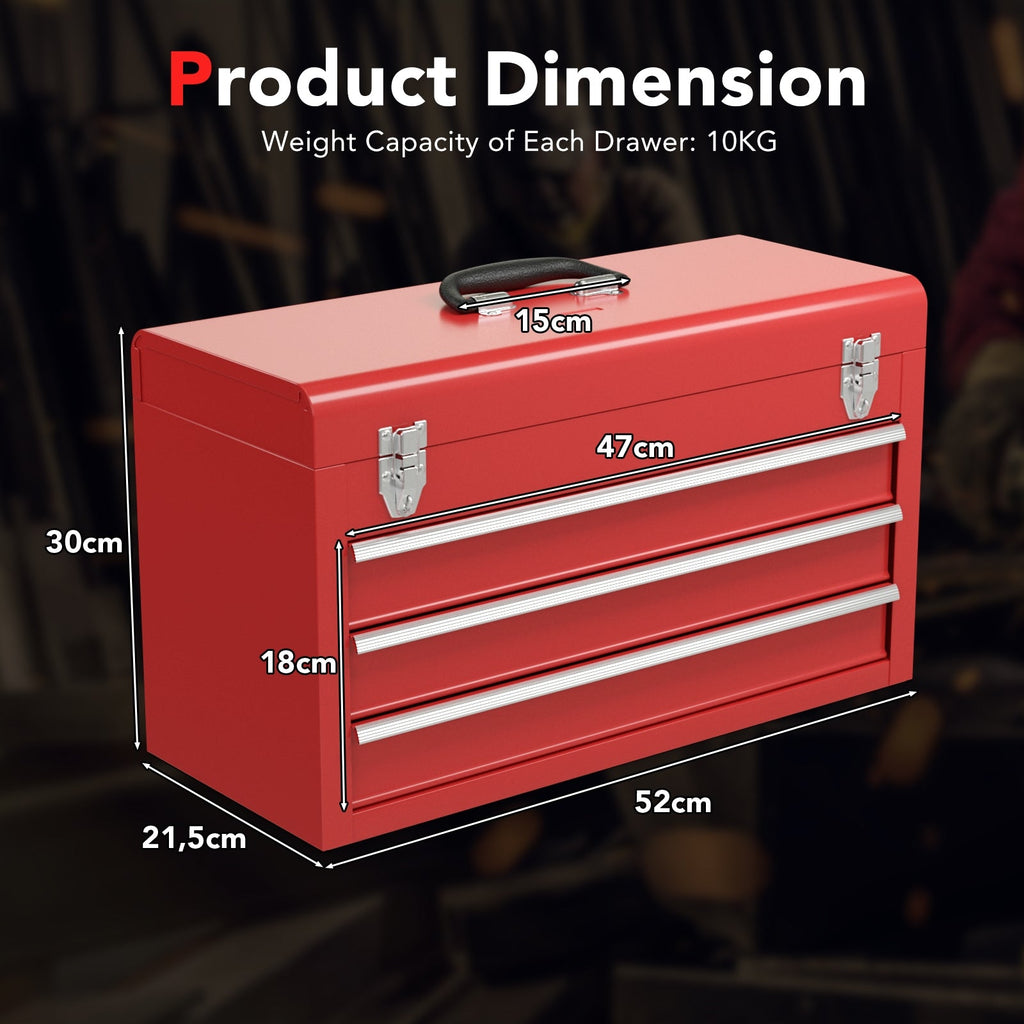 Portable 3-Drawer Garage Mechanic Tool Box