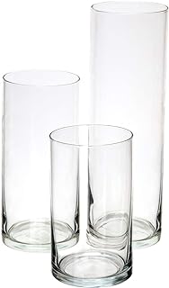 Glass Cylinder Pillar Candle Holders – Set of 3
