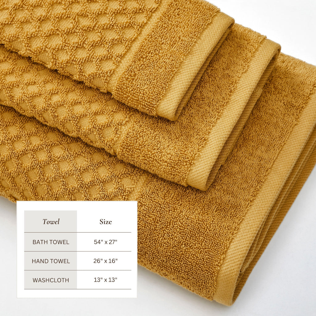 Cotton Diamond Waffle Weave Bath Towel Set - Grayson Collection