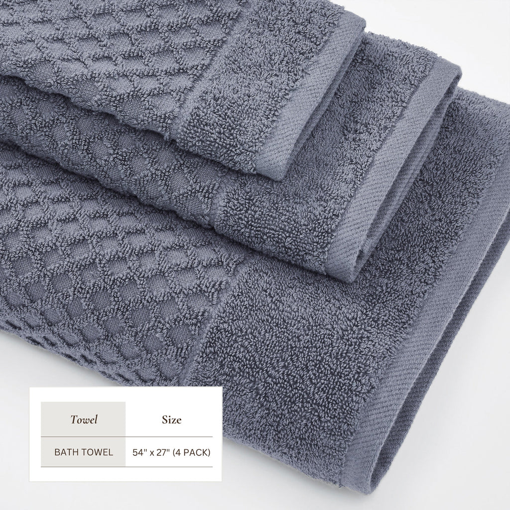 Cotton Diamond Waffle Weave Bath Towel Set - Grayson Collection