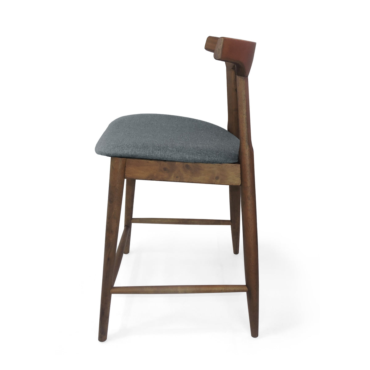 Set of 2 Mid-Century Counter-Height Dining Chairs – Brown